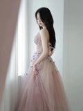 Classy Ball Gown Sweetheart Pink Tulle Evening Dress Long Prom Dresses HZ1121