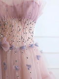 Classy Ball Gown Sweetheart Pink Tulle Evening Dress Long Prom Dresses HZ1121