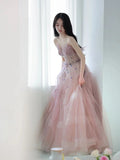 Classy Ball Gown Sweetheart Pink Tulle Evening Dress Long Prom Dresses HZ1121