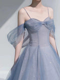 Classy Ball Gown Spaghetti Straps Sequin Evening Dress Long Prom Dresses HZ1121