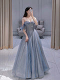 Classy Ball Gown Spaghetti Straps Sequin Evening Dress Long Prom Dresses HZ1121