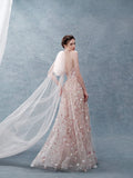 Classy A Line Halter Pink Floral Evening Dress Long Prom Dresses HZ1121