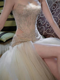 Classy Mermaid Sweetheart Long Tulle Beads Sequin Evening Dress Long Prom Dresses HZ1121