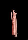 Classy A Line Halter Pink Beads Evening Dress Long Prom Dresses HZ1121