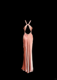 Classy A Line Halter Pink Beads Evening Dress Long Prom Dresses HZ1121