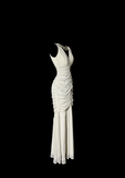Classy Mermaid V Neckline Chiffon White Beads Long Evening Dress Prom Dresses HZ1121