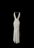 Classy Mermaid V Neckline Chiffon White Beads Long Evening Dress Prom Dresses HZ1121
