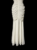 Classy Mermaid V Neckline Chiffon White Beads Long Evening Dress Prom Dresses HZ1121