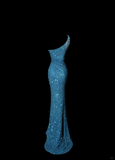 Classy Mermaid One Shoulder Blue Sequin Beads Long Evening Dress Prom Dresses HZ1121