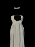 Classy Elegant A line Halter White Chiffon Sleeveless Long Prom Dresses HZ1121