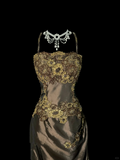 Classy Elegant Mermaid Spaghetti Straps Brown Sleeveless Long Prom Dresses HZ1121