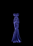 Vintage Classy Mermaid Sweetheart Grape Satin Sleeveless Pleated Long Evening Dress Prom Dresses HZ1121