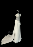 Vintage Classy Mermaid Sweetheart White Chiffon Sleeveless Pleated Long Evening Dress Prom Dresses HZ1121