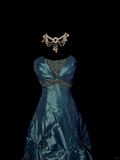 Vintage Classy Ball Gown Strapless Blue Sleeveless Pleated Long Evening Dress Prom Dresses HZ1121