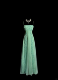 Classy Elegant A line Spaghetti Straps Blue Beading Sleeveless Chiffon Prom Dresses HZ1121