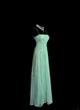 Classy Elegant A line Spaghetti Straps Blue Beading Sleeveless Chiffon Prom Dresses HZ1121