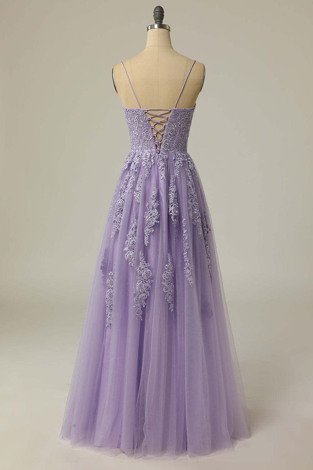 Straps Lavender A-line Appliques Long Prom HZ0308
