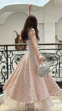 Sweet Pink Floral Print Birthday Party Dresses Beaded Senior Prom HZ0308