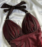 Special Gradient Color Burgundy Prom Dress, Tie Halter Date/Birthday Party HZ0308