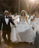 Rustic Wedding Dress Ball Gown Square Neck White Lace Tulle Long Wedding Dresses Summer Brides Dress Bridal Gowns HZ1121