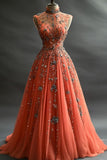 Pretty Ball Gown High Neck Silver Beaded Tulle Long Quinceanera Dress Formal Short Sleeves Flowers Vestido De 15 Anos HZ1121