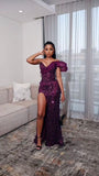 Vintage Sheath Sweetheart Grape Slit High Cut Split Long Prom Dresses Party Dress Graduation Dresses HZ1121