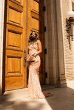 Classy Mermaid Strapless Pink Sequin Long Prom Dresses Party Dress Black Girl Outfits Graduation Dresses HZ1121