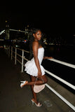 Sexy Sheath Strapless White Chiffon Short Black Girl Homecoming Dresses Summer Hoco Dresses Cocktail Dress Birthday Outfits HZ1121