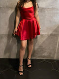 Trendy A line Spaghetti Straps Red Sleeveless Formal Short 8th Grade Homecoming Dress Summer Middle School Hoco Dresses Cocktail Dress Birthday Outfits HZ1121