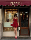Trendy A line Spaghetti Straps Red Sleeveless Chiffon Formal Short 8th Grade Homecoming Dress Summer Middle School Hoco Dresses Cocktail Dress Birthday Outfits HZ1121