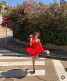 Cute A line Straps Red Short Homecoming Dress Summer Middle School Formal Hoco Dresses Cocktail Dress Birthday Outfits HZ1121