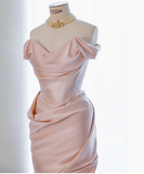 Sexy Sheath Off The Shoulder Pink Satin Short Homecoming Dresses Summer Hoco Dresses Cocktail Dress Birthday Outfits HZ1121