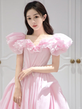 Pretty Ball Gown Sweetheart Satin Pink Long Quinceanera Dress Formal Gowns Vestido De 15 Anos Sweet 16 Dress HZ1121