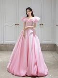 Pretty Ball Gown Sweetheart Satin Pink Long Quinceanera Dress Formal Gowns Vestido De 15 Anos Sweet 16 Dress HZ1121