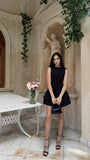 Sexy A line Scoop Black Satin Short Little Black Dress Homecoming Dresses Summer Hoco Dresses Cocktail Dress Birthday Outfits HZ1121