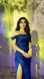 Elegant Mermaid Royal Blue Off The Shoulder Long Prom Dresses Party Dress Summer 20th Birthday Outfits 18th Birthday Dresses HZ1121