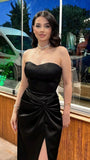 Elegant Mermaid Black Sweetheart Slit Long Prom Dresses Party Dress Summer 20th Birthday Outfits 18th Birthday Dresses HZ1121