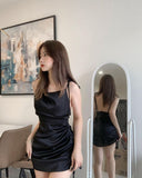 Cute Sheath Spaghetti Straps Short Black Formal 8th Grade Homecoming Dress Summer Middle School Hoco Dresses Birthday Outfits HZ1121