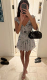 Vintage A line V Neck Light Gray Chiffon Formal 8th Grade Homecoming Dress Summer Middle School Hoco Dresses Birthday Outfits HZ1121