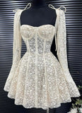 Pretty A line Sweetheart White Lace Dress Formal 8th Grade Short Mini Homecoming Dress Summer Middle School Hoco Dresses Birthday Outfits HZ1121