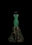 Vintage Mermaid Strapless Dark Green 90s Long Prom Dresses Party Dress 20th Birthday Outfits Graduation Dresses HZ1121
