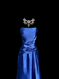 Classy Mermaid Royal Blue Satin Maxi Dress Evening Dress Long Prom Dresses HZ1121