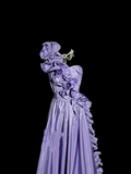 Elegant A line One Shoulder Grape Satin Long Prom Dresses Party Dress 21st Birthday Outfits Graduation Dresses HZ1121