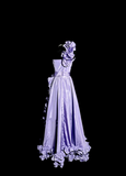 Elegant A line One Shoulder Grape Satin Long Prom Dresses Party Dress 21st Birthday Outfits Graduation Dresses HZ1121