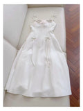Elegant A Line Spaghetti Straps White Satin Sleeveless Long Evening Party Gowns Evening Formal Dresses Prom Dress HZ1121