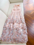 Elegant A line Halter Tulle Lace Blush Pink Sleeveless Long Evening Party Gowns Evening Formal Dresses Prom Dress HZ1121
