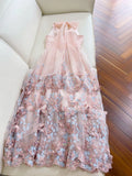 Elegant A line Halter Tulle Lace Blush Pink Sleeveless Long Evening Party Gowns Evening Formal Dresses Prom Dress HZ1121