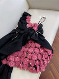 Cute Ball Gown Black Lace Flowers Short Summer 18th Birthday Dresses Hoco Dress Mini 21st Birthday Outfit Cocktail Dresses HZ1121