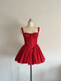 Cute A line Square Neck Red Lace Short Homecoming Dress Summer Middle School Formal 8th Grade Hoco Dresses Summer Holiday Dress Birthday Outfits HZ1121