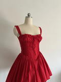 Cute A line Square Neck Red Lace Short Homecoming Dress Summer Middle School Formal 8th Grade Hoco Dresses Summer Holiday Dress Birthday Outfits HZ1121